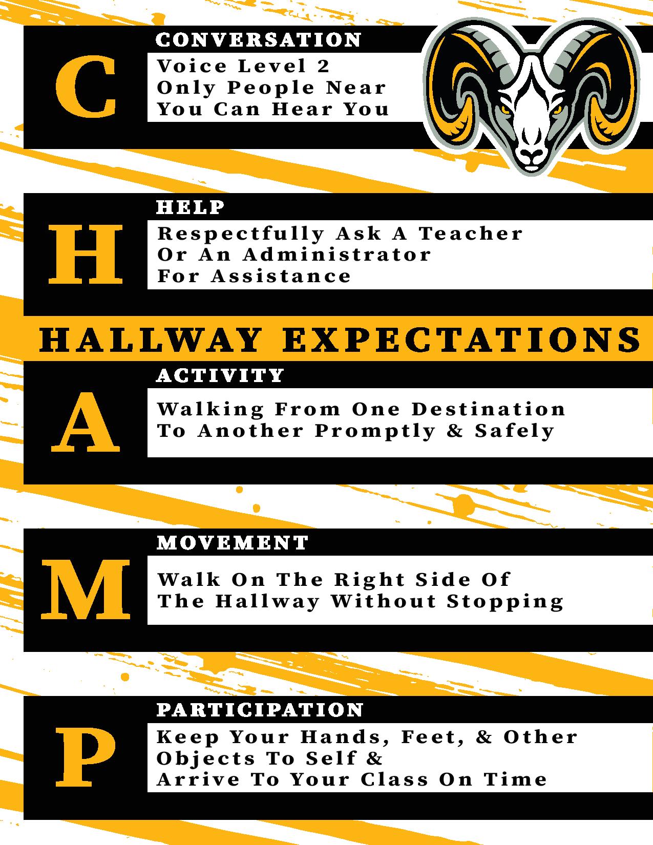 Rutherford Rams High School & Middle School Hallway Expectations